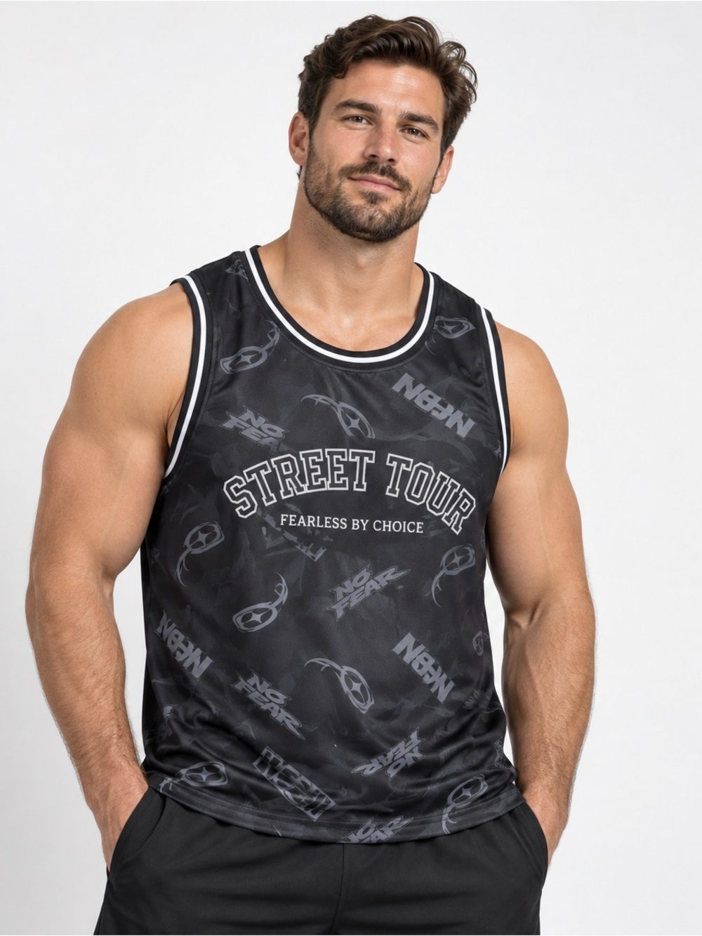 No Fear Shirt Black Sleeveless Tank V-Neck Street Tour Mens XL Black